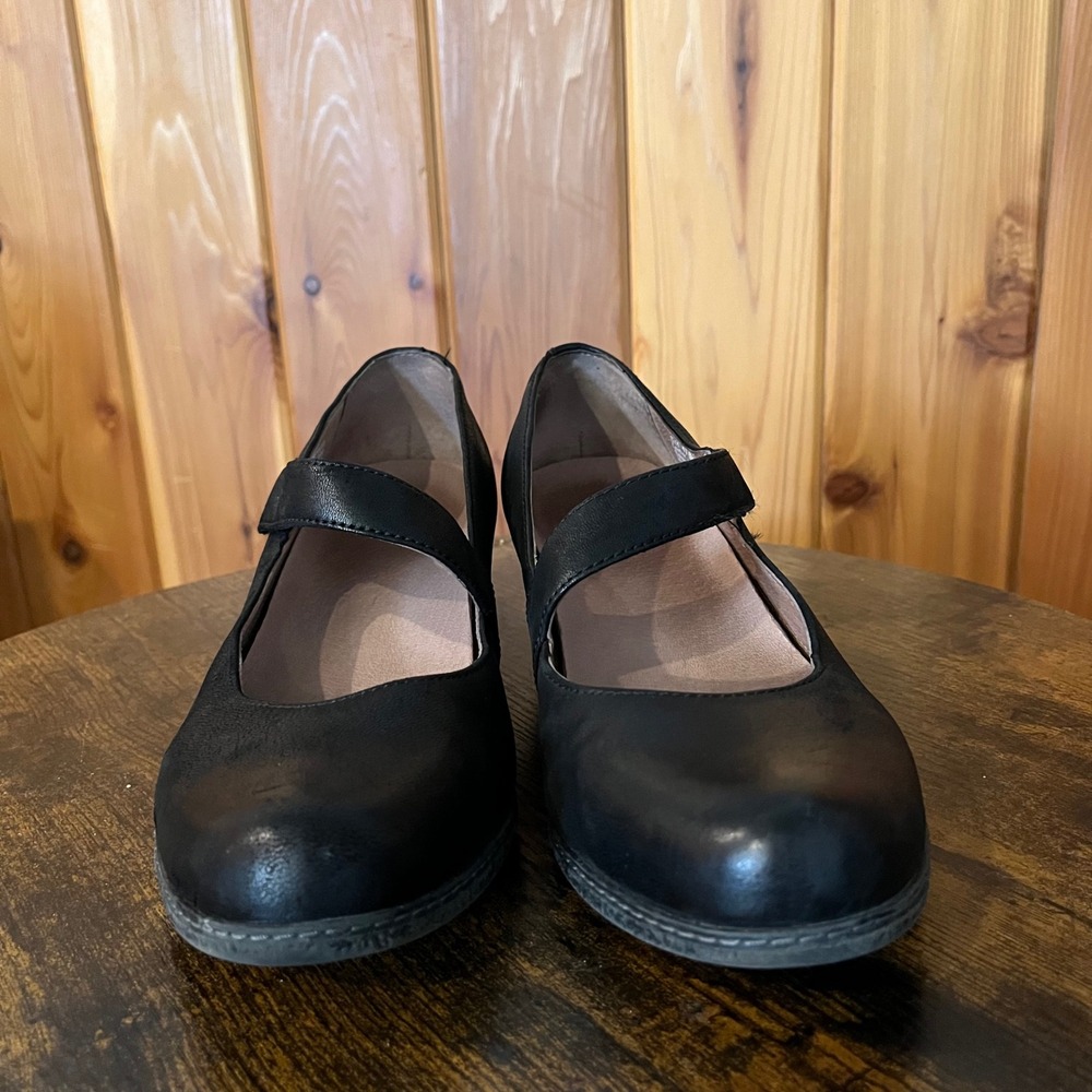 Dansko Shoes Lanie Mary Jane Wedge Black Nubuck Leather Womens 41 US 10.5-11 - Picture 3 of 7